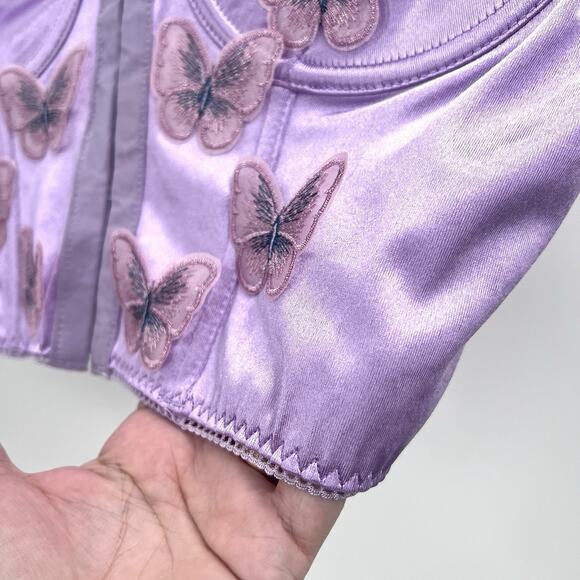Butterfly Y2K Fairy Lavender Purple Satin Corset Bustier EDC Size Large - Picture 4 of 10